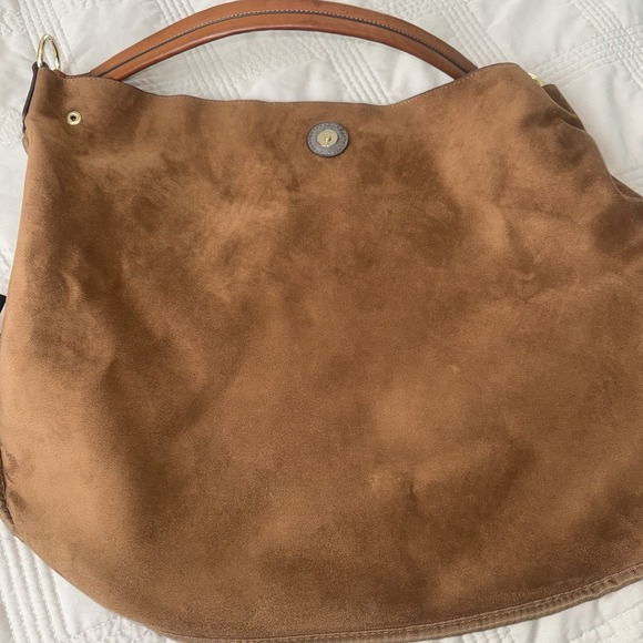 Anthropologie Slouchy Suede Like Gray Tote With Matching Anthropologie Pouch - Picture 10 of 12